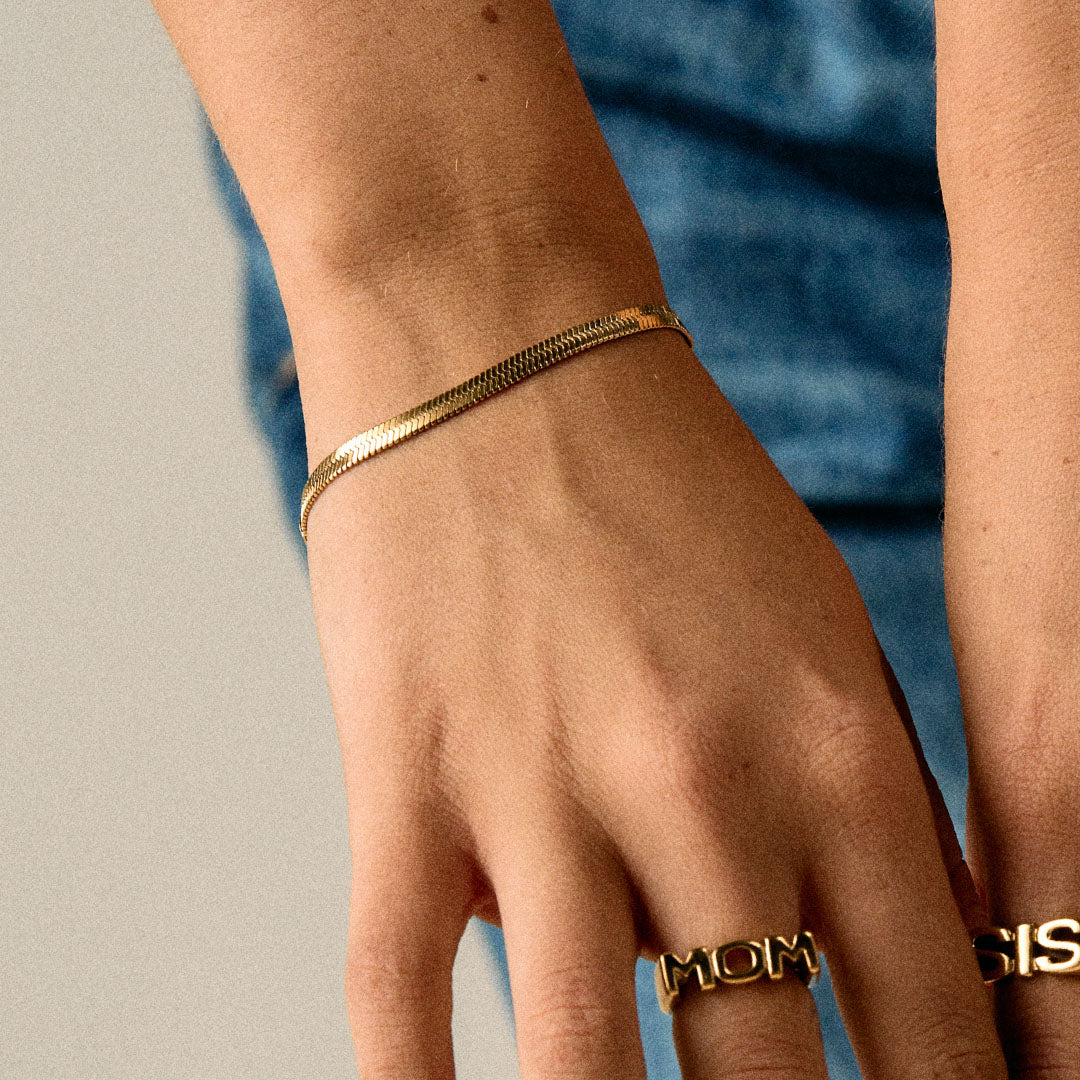 Platte Snake Armband 18K Goldplated 4 mm