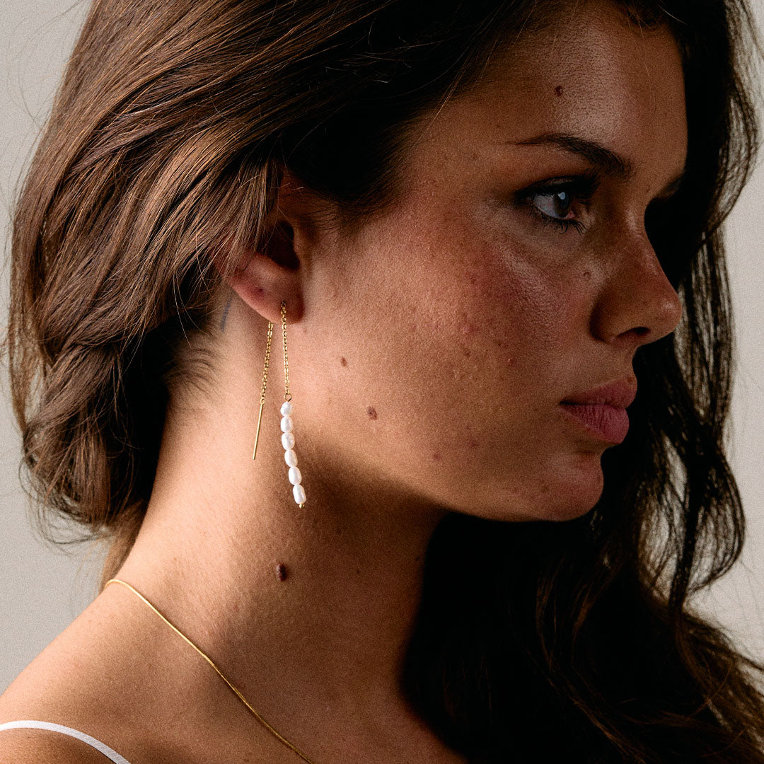 Moonlit Drops Oorbellen met Parels 18K Goldplated