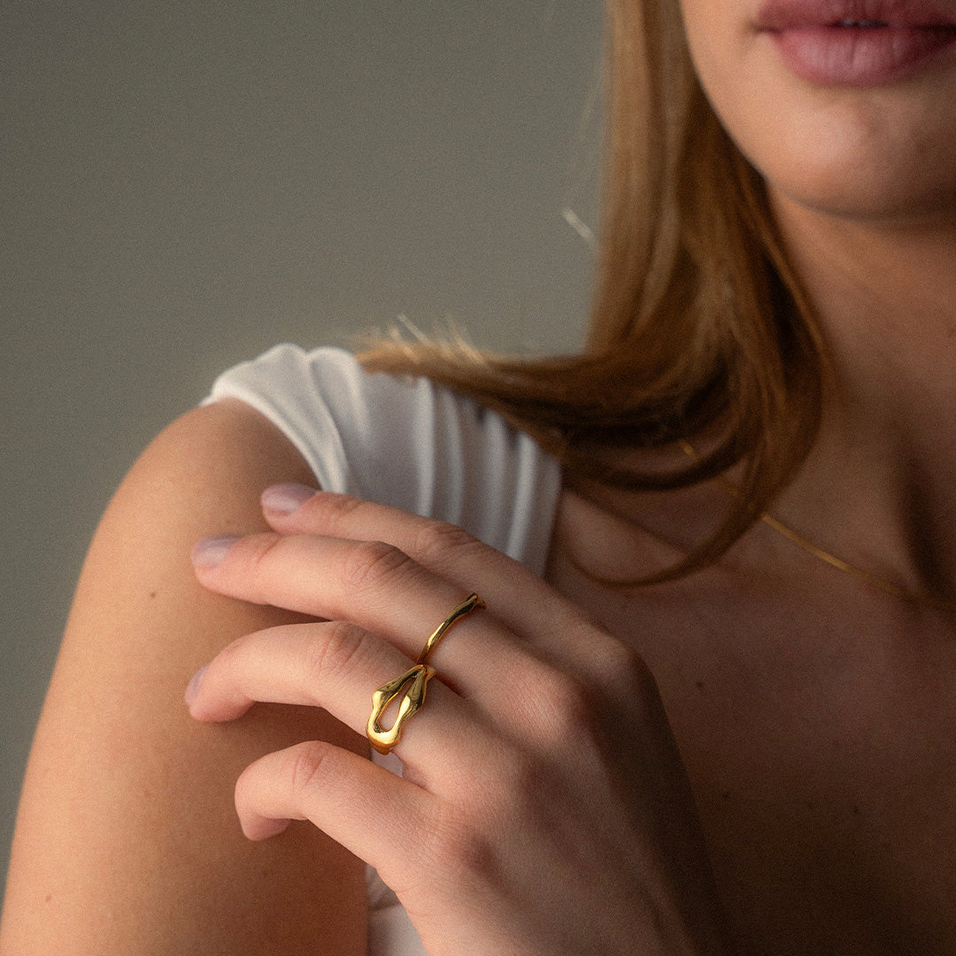 Rift Verstelbare Ring 18K Goldplated