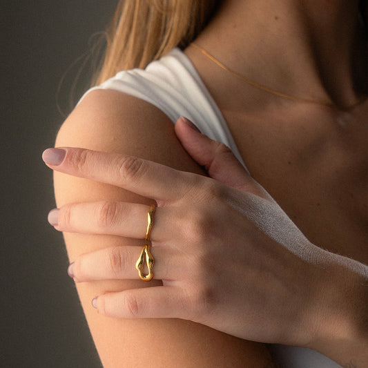Curve Ring Verstelbaar 18K Goldplated