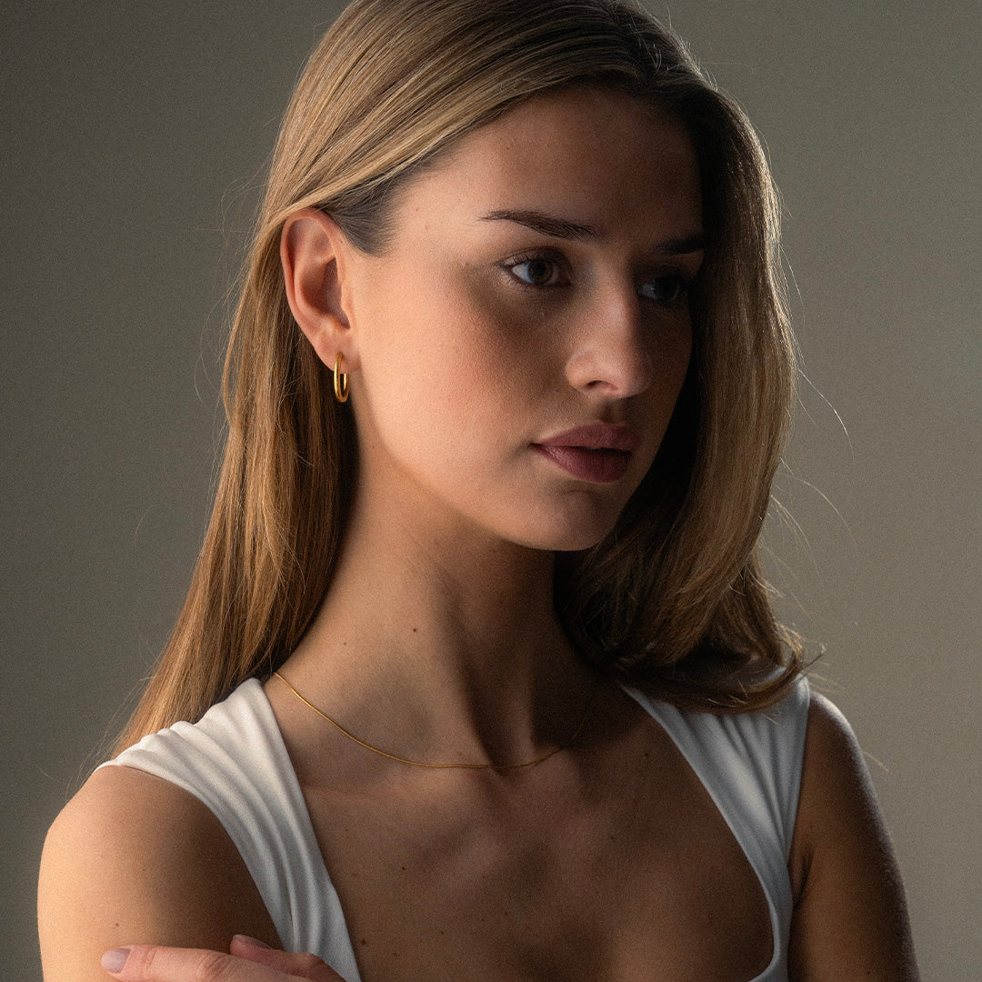 Basic Hoops Oorbellen 18K Goldplated 21 mm