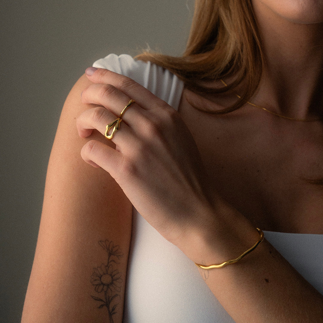 Curve Bangle Verstelbaar 18K Goldplated 3 mm