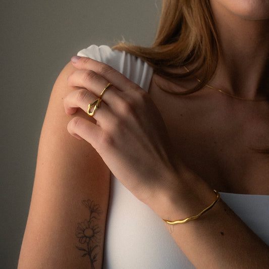 Curve Bangle Verstelbaar 18K Goldplated 3 mm