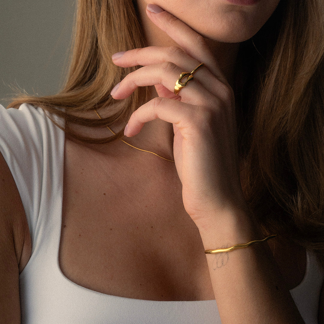 Curve Bangle Verstelbaar 18K Goldplated 3 mm