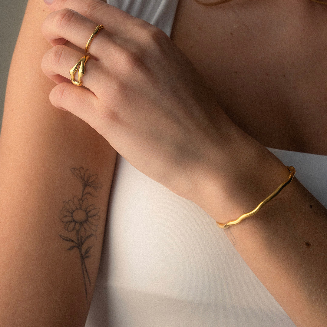 Curve Bangle Verstelbaar 18K Goldplated 3 mm