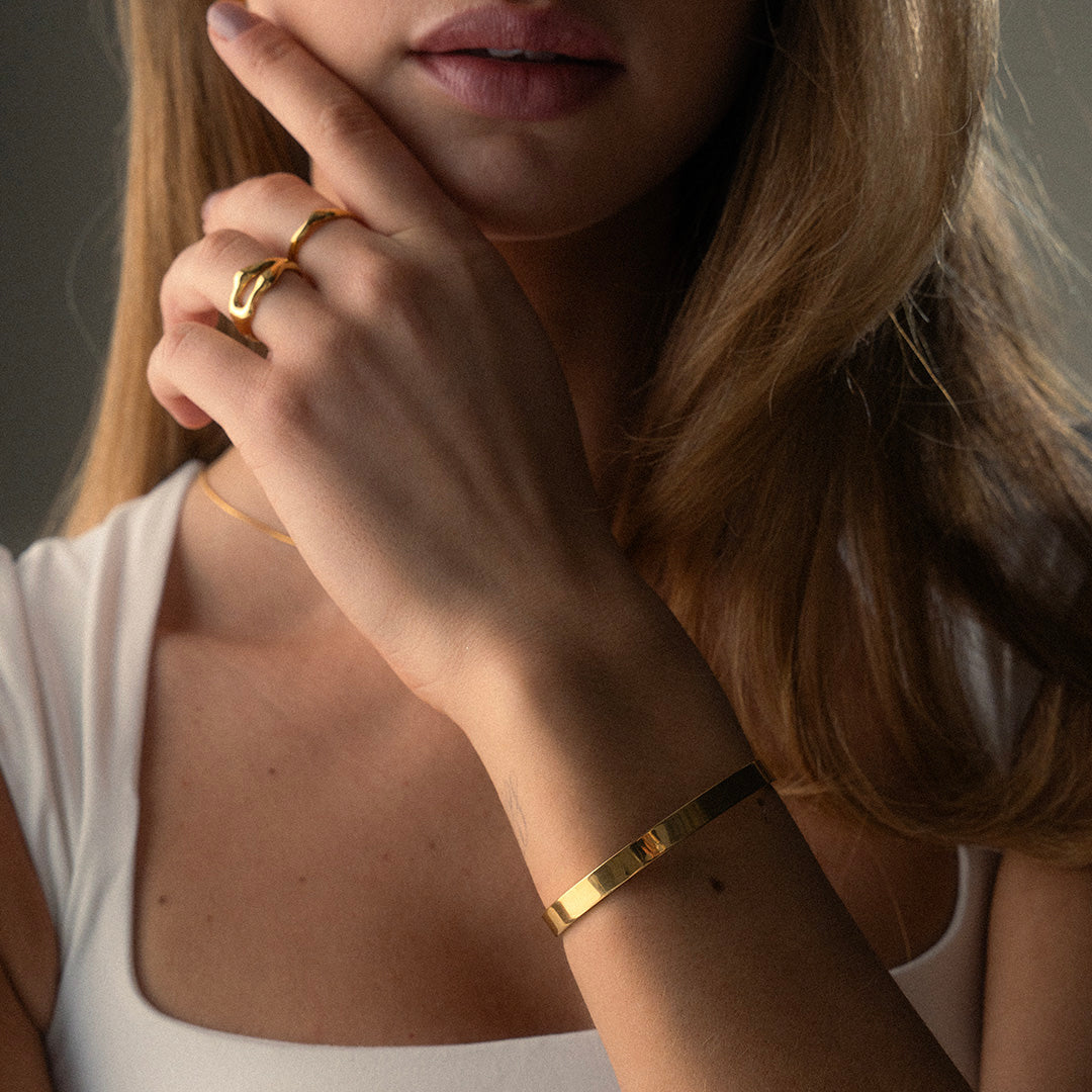 Basic Bangle Verstelbaar 18K Goldplated 6 mm