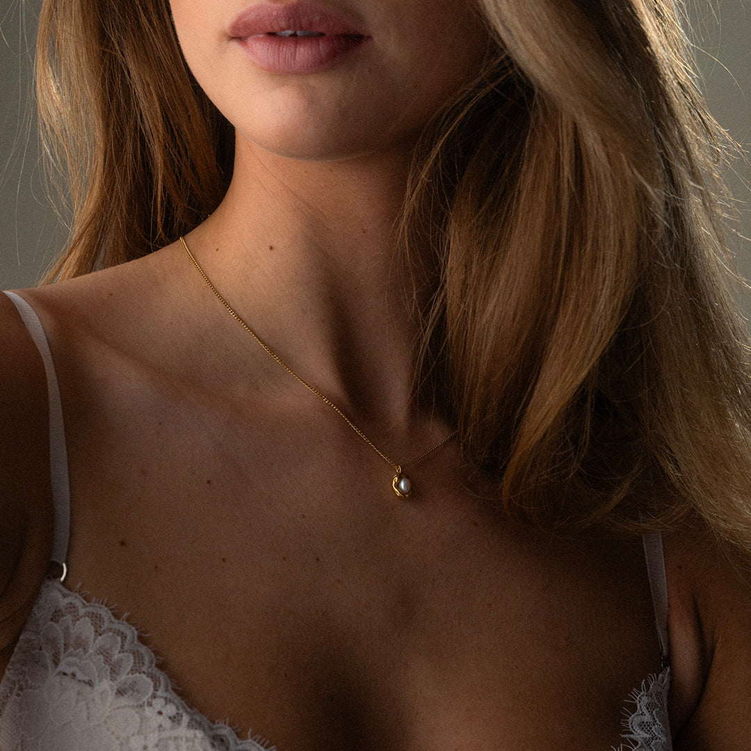 Melted Parelketting 18K Goldplated