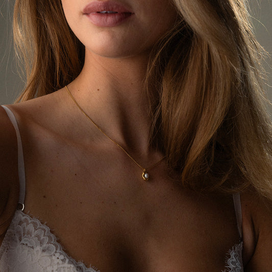 Melted Parelketting 18K Goldplated