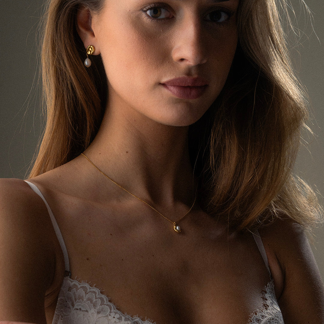 Melted Parelketting 18K Goldplated