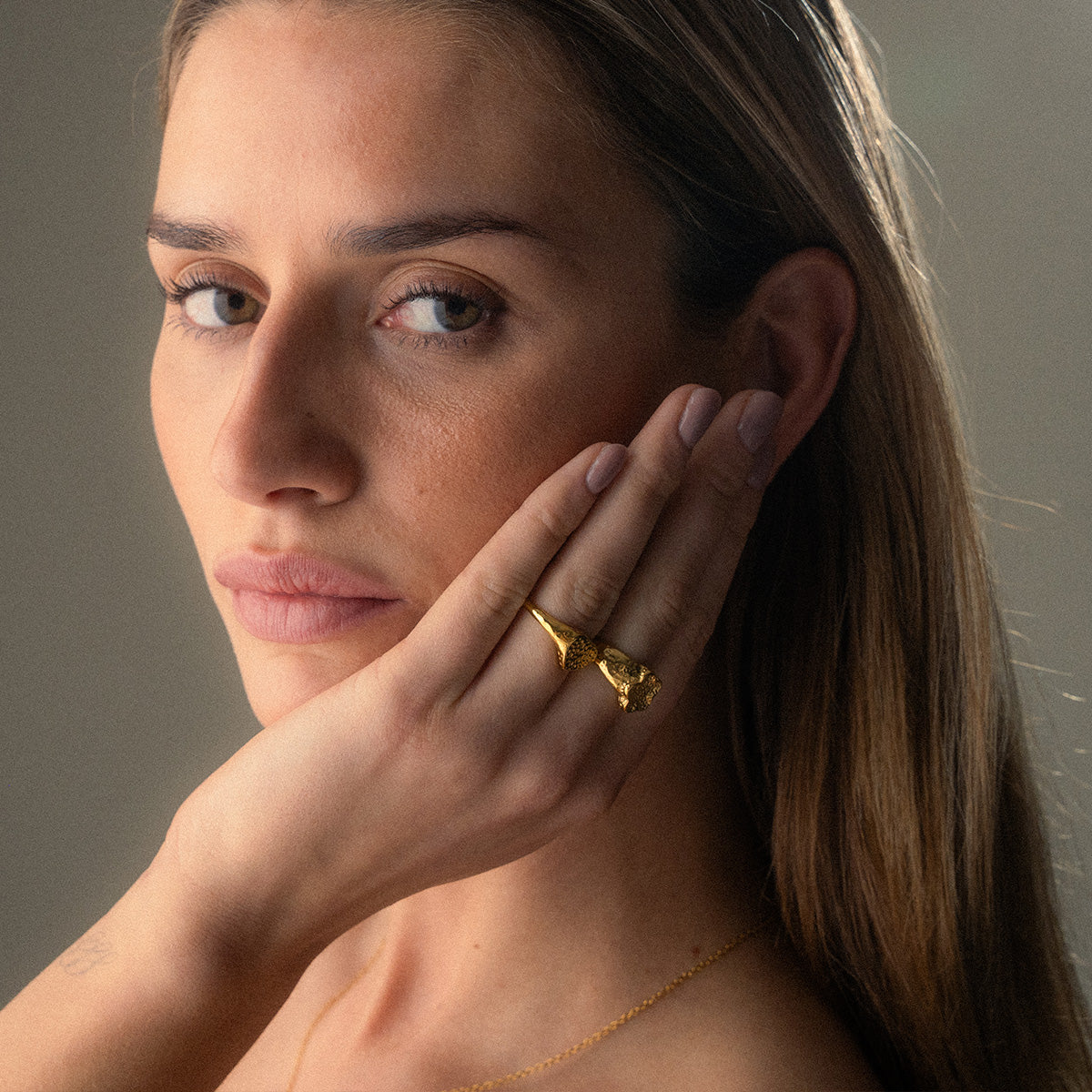 Hammered Heart Ring 18K Goldplated