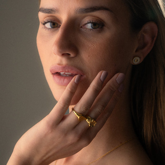 Hammered Heart Ring 18K Goldplated