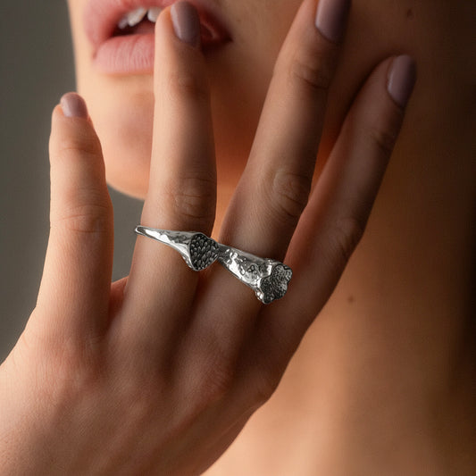 Hammered Heart Ring Zilverkleurig