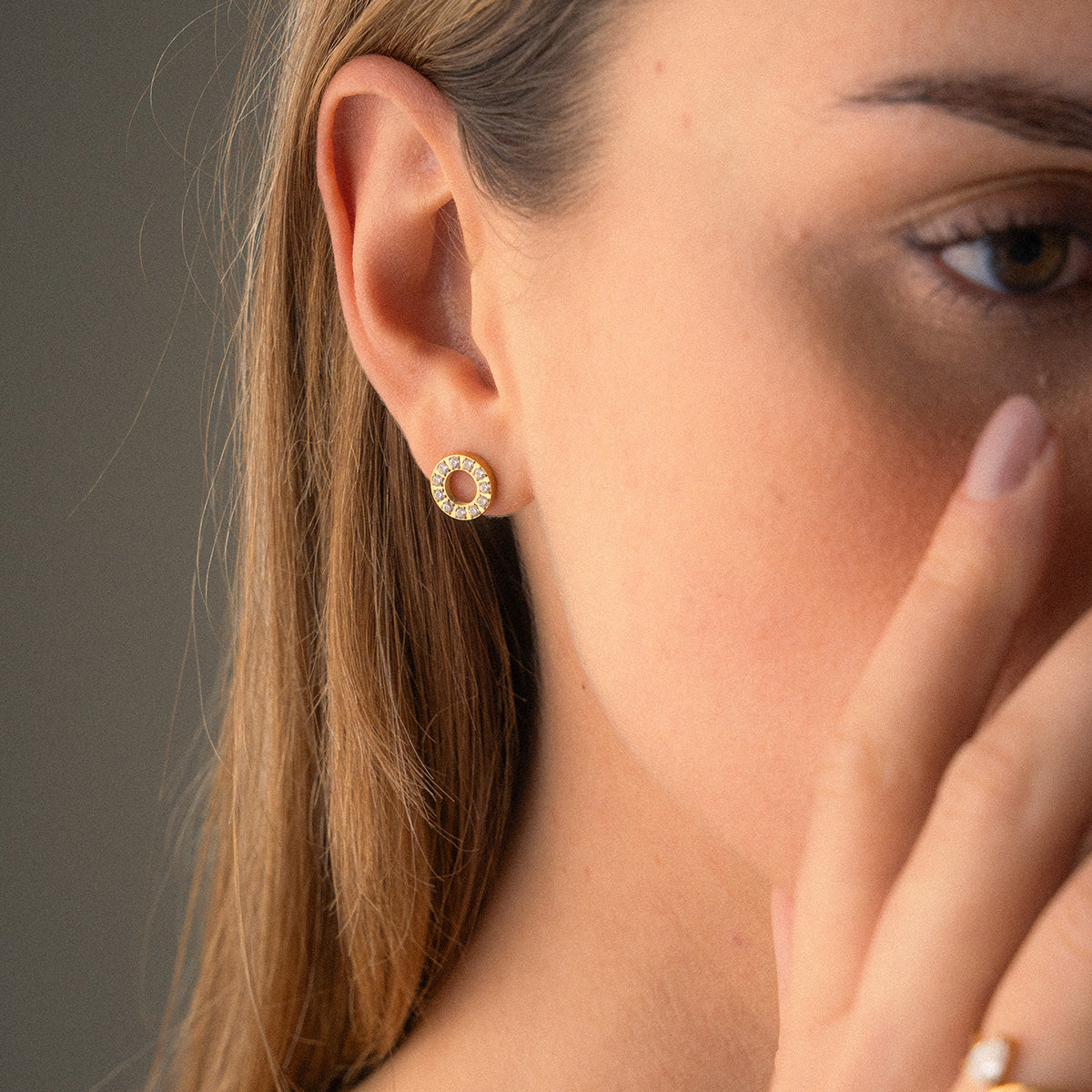 Circle Zirkonia Oorbellen 18K Goldplated 10 mm