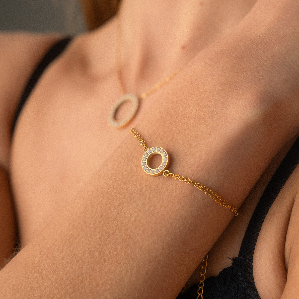 Circle Zirkonia Armband 18K Goldplated 12 mm