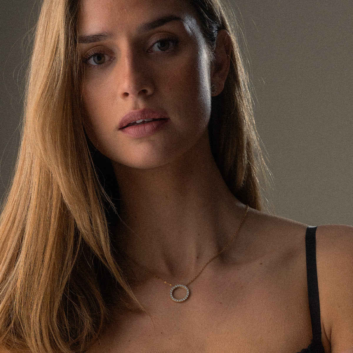 Circle Zirkonia Ketting 18K Goldplated 20 mm