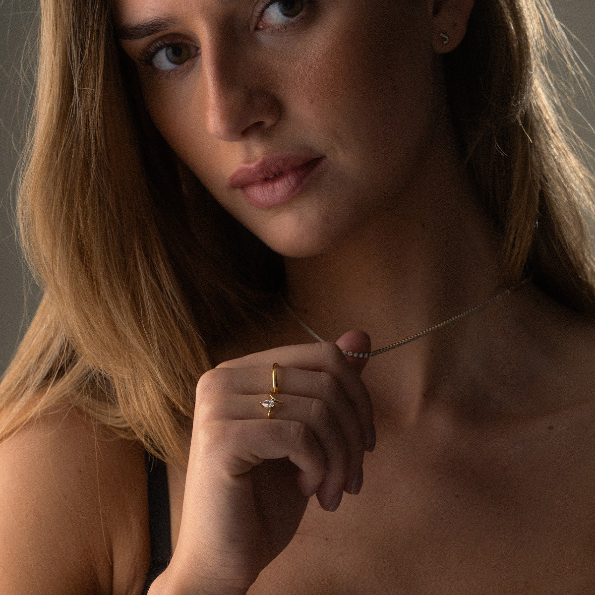 Ice Drop Zirkonia Ring 18K Goldplated