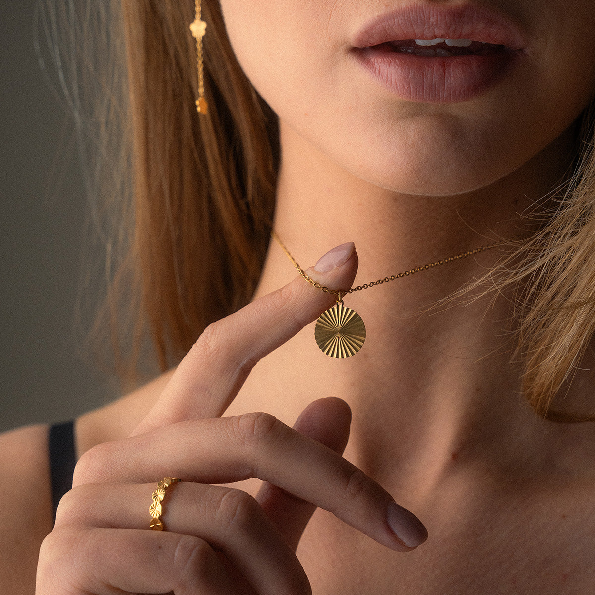 Ronde Sun Ketting 18K Goldplated