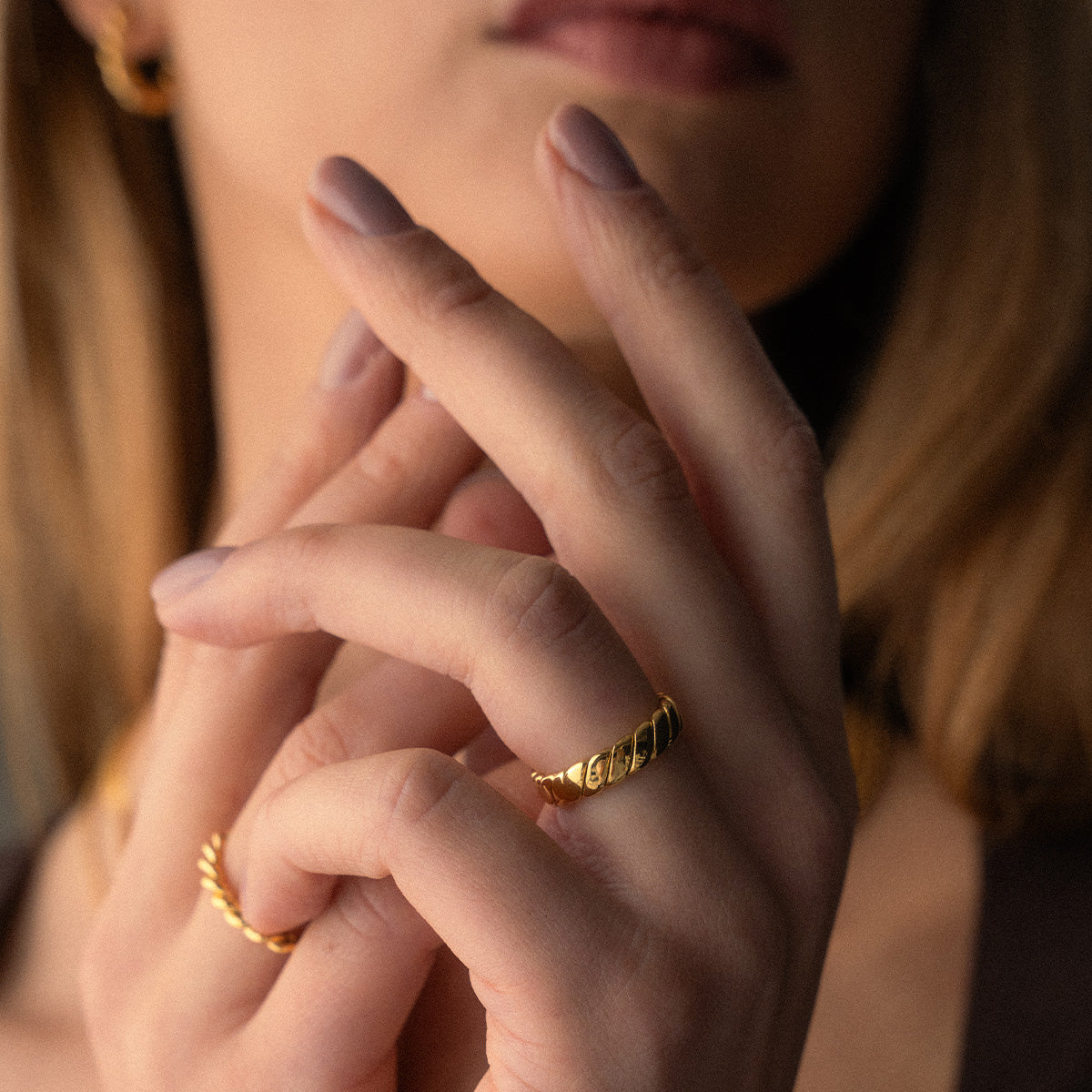 Twist Chain Ring 18K Goldplated
