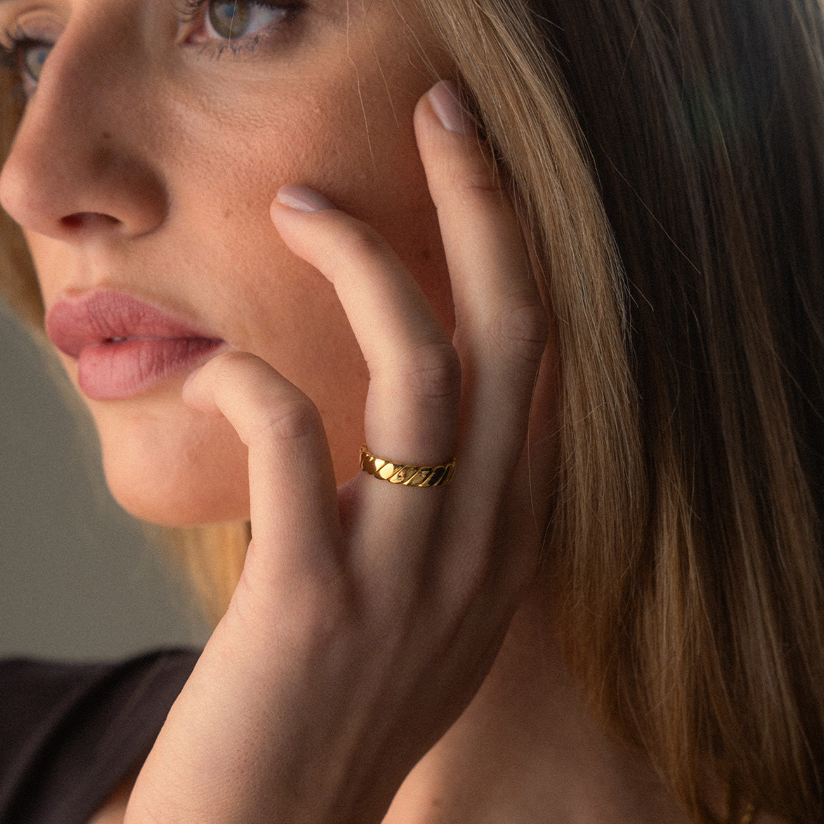Twist Chain Ring 18K Goldplated
