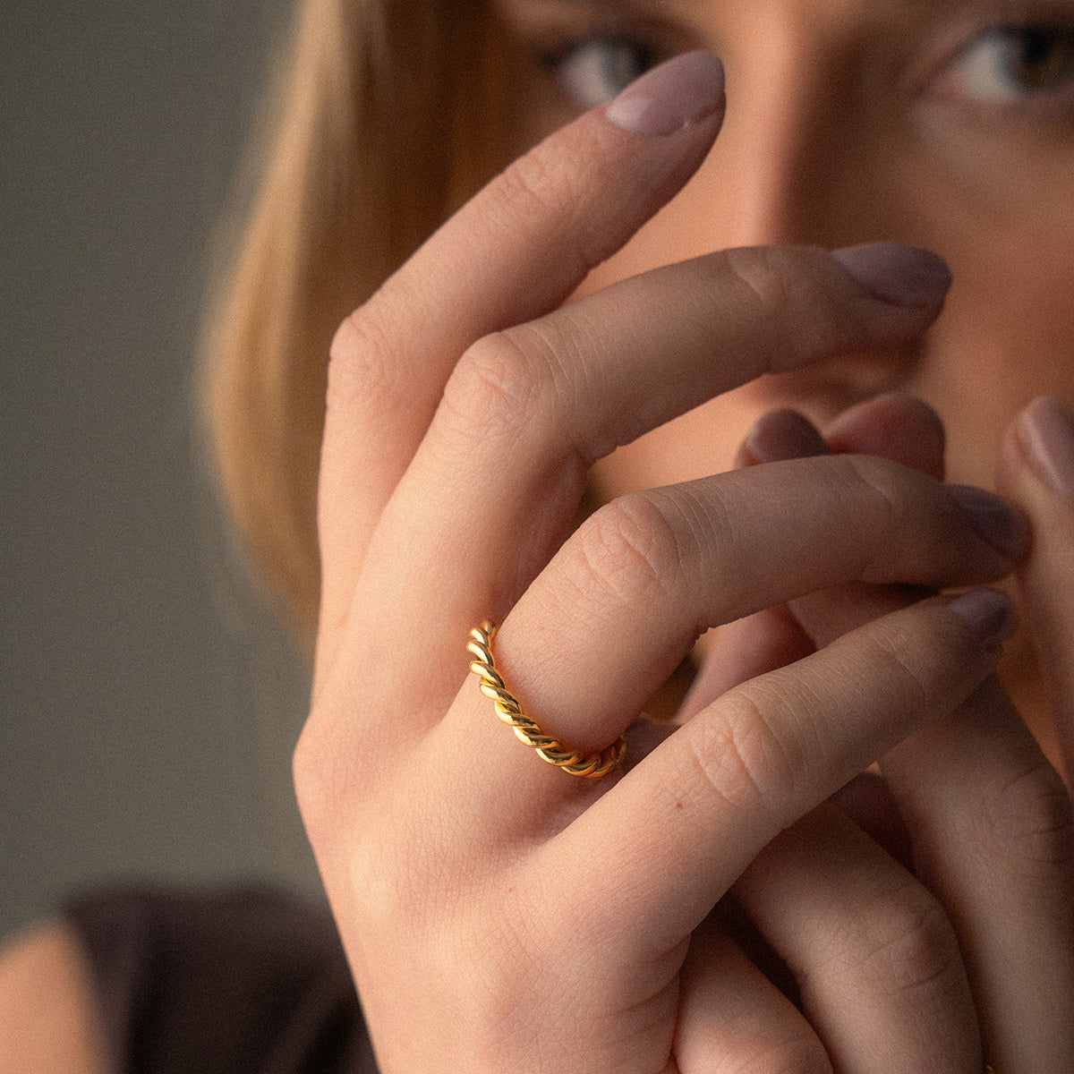 Twisted Rope Ring 18K Goldplated
