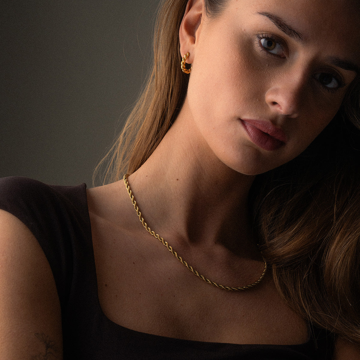 Twisted Rope Ketting 18K Goldplated 4 mm