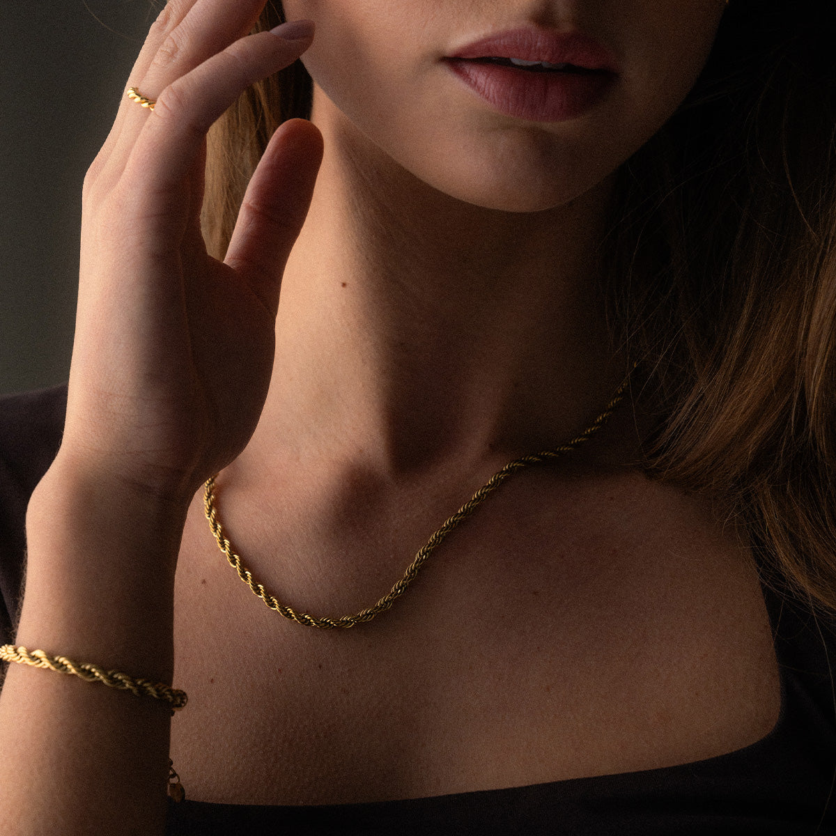 Twisted Rope Ketting 18K Goldplated 4 mm