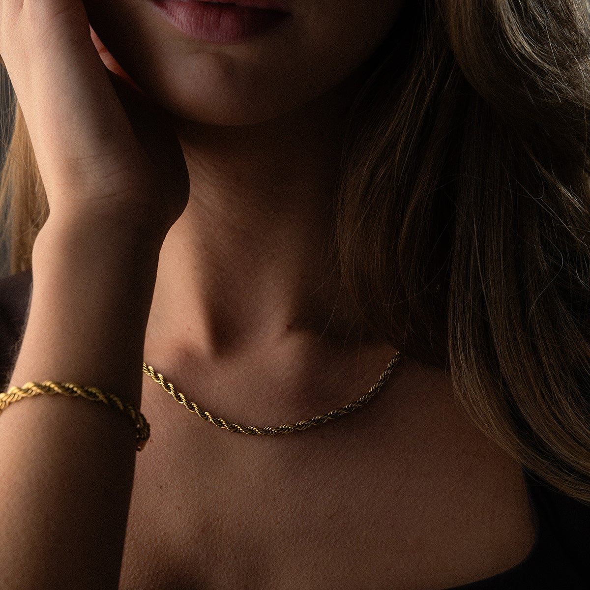 Twisted Rope Ketting 18K Goldplated 4 mm