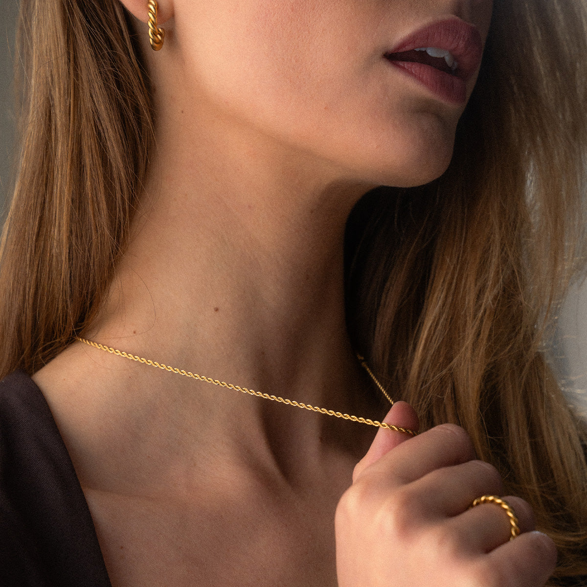 Twisted Rope Ketting 18K Goldplated 2 mm