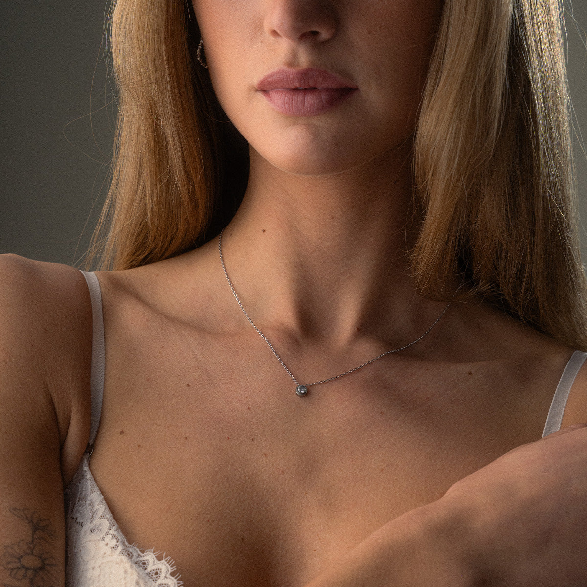 Single Zirkonia Ketting Zilverkleurig
