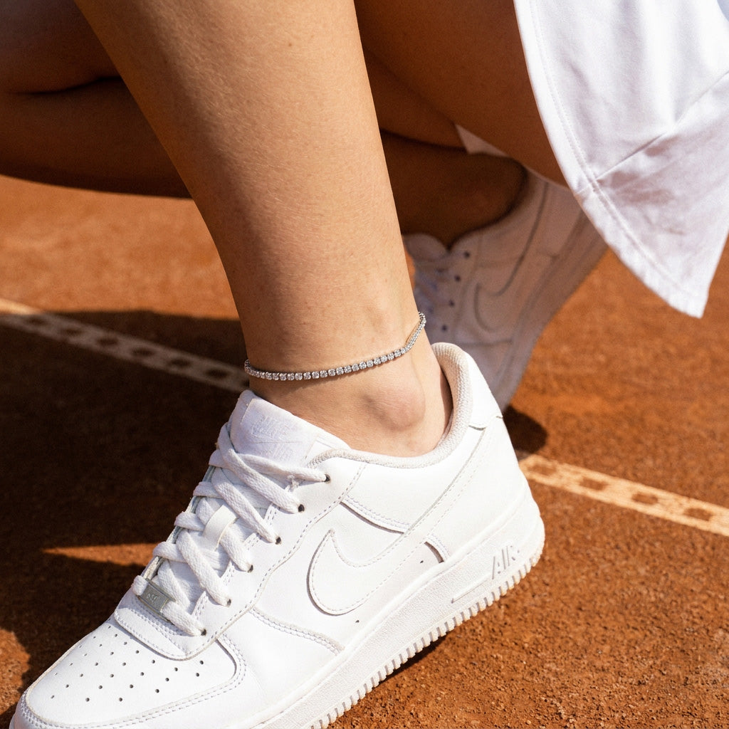 Zirkonia Tennis Enkelband Zilverkleurig