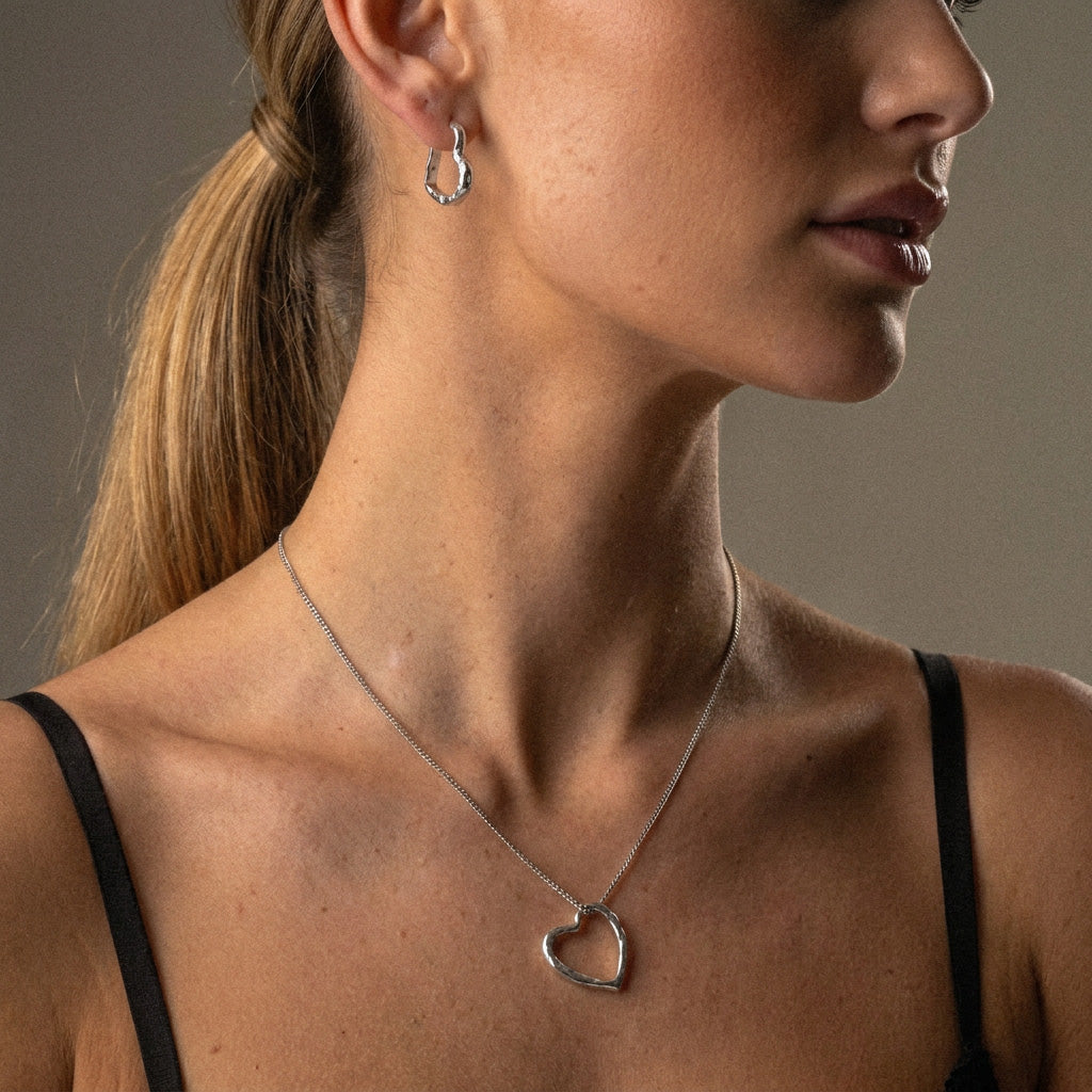 Lava Heart Ketting Zilverkleurig