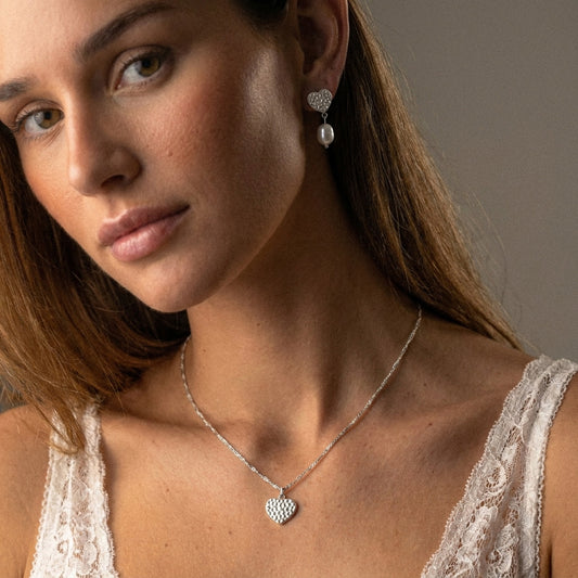 Hammered Heart Ketting Zilverkleurig