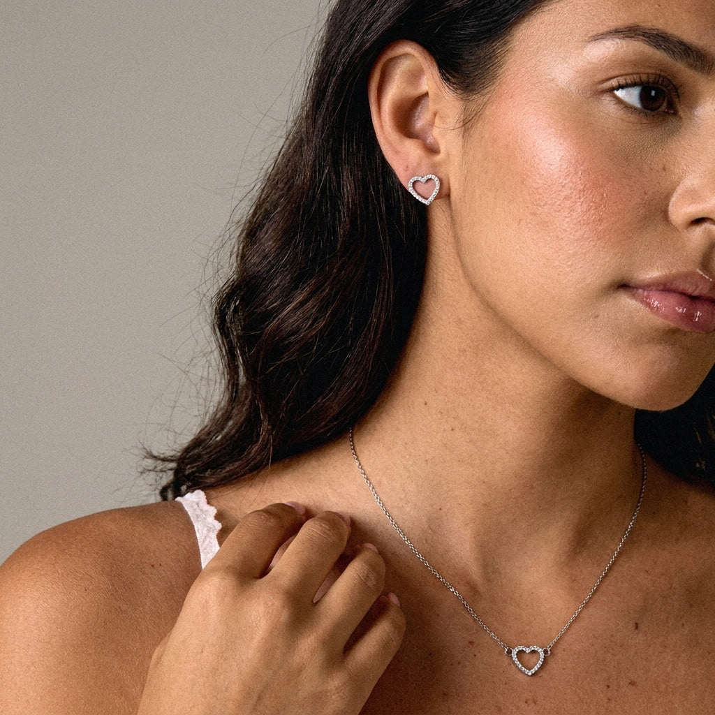 Heart Zirkonia Oorbellen Zilverkleurig 12 mm