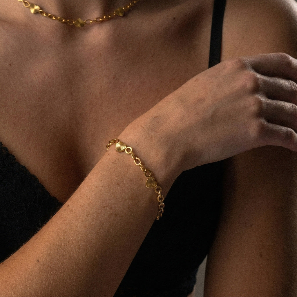 Sunset Heart Link Armband 18K Goldplated