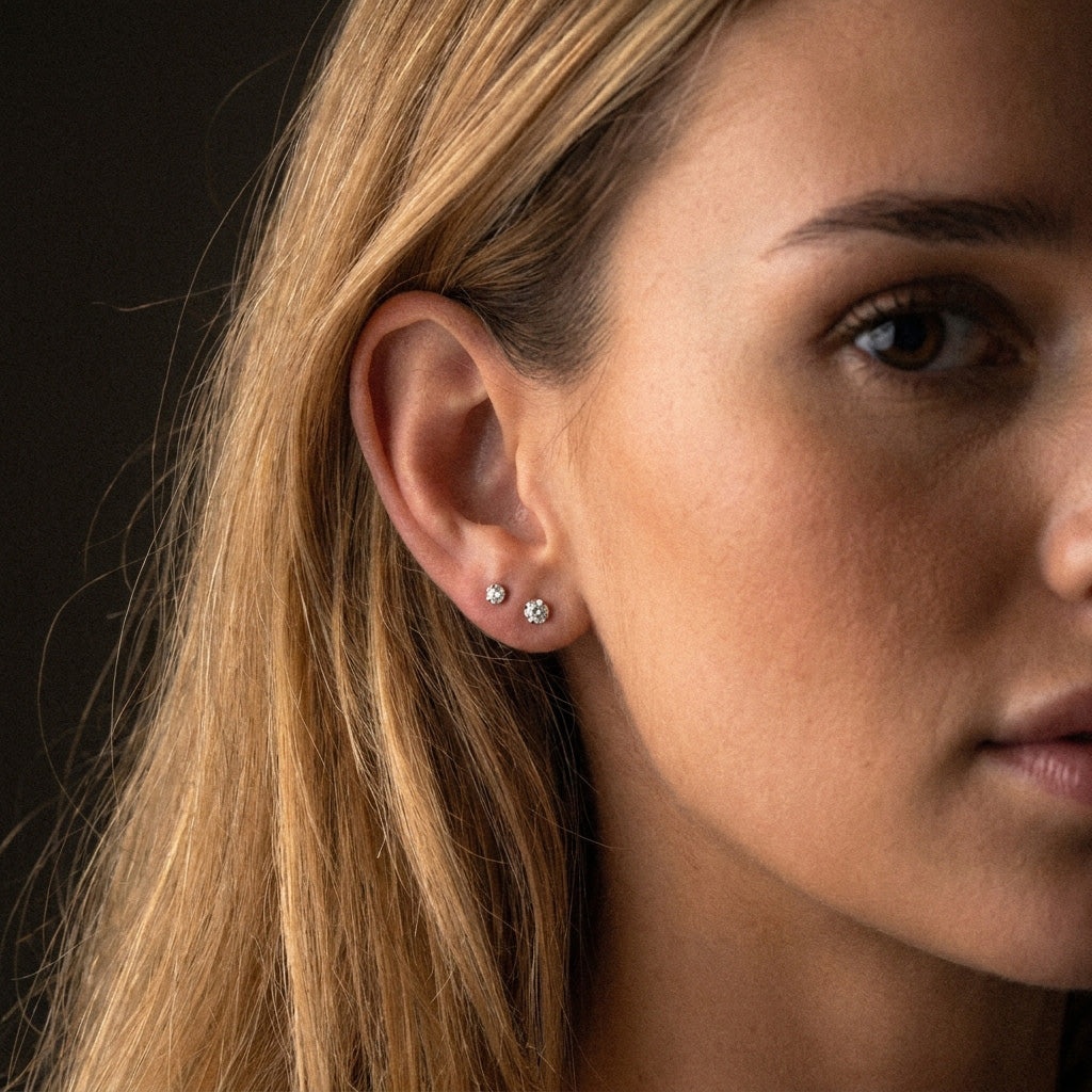 Classic Zirkonia Studs Oorbellen 18K Goldplated 4 mm