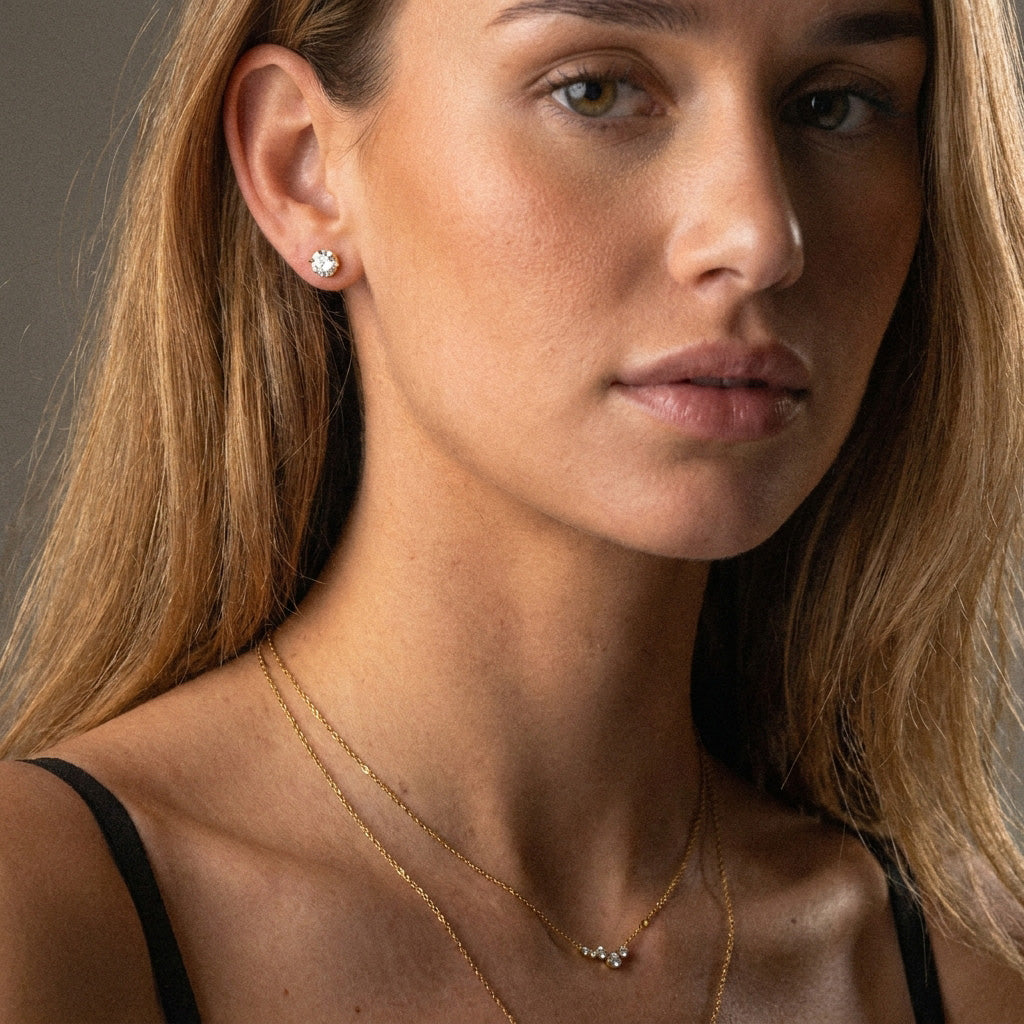 Classic Zirkonia Studs Oorbellen 18K Goldplated 6 mm