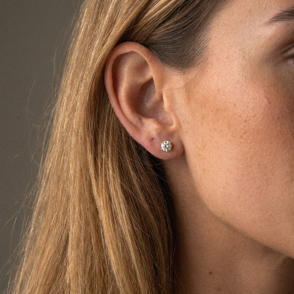 Classic Zirkonia Studs Oorbellen 18K Goldplated 5 mm
