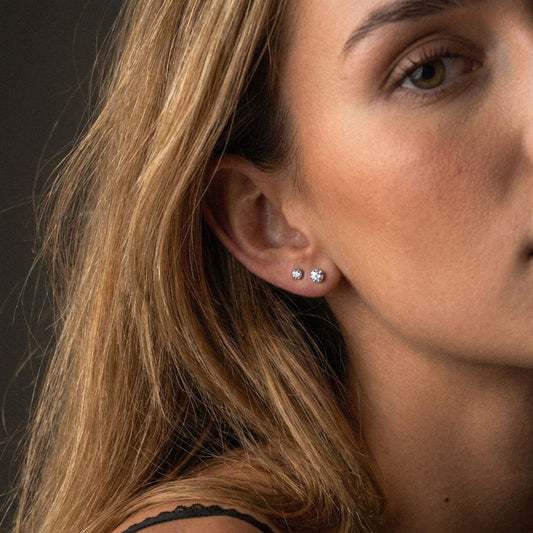 Classic Zirkonia Studs Oorbellen Zilverkleurig 3 mm