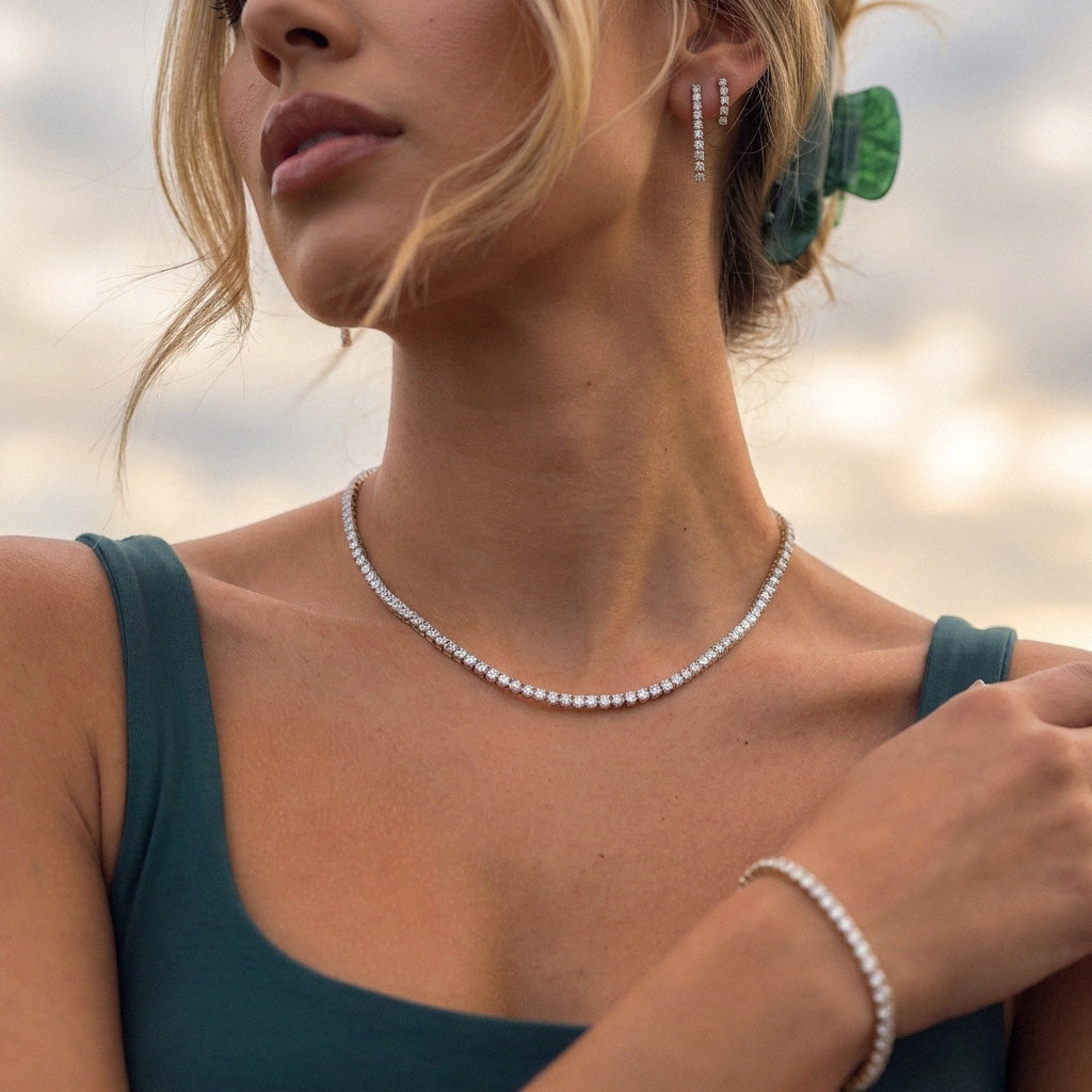 Tennis Supreme Zirkonia Ketting Zilverkleurig 3 mm
