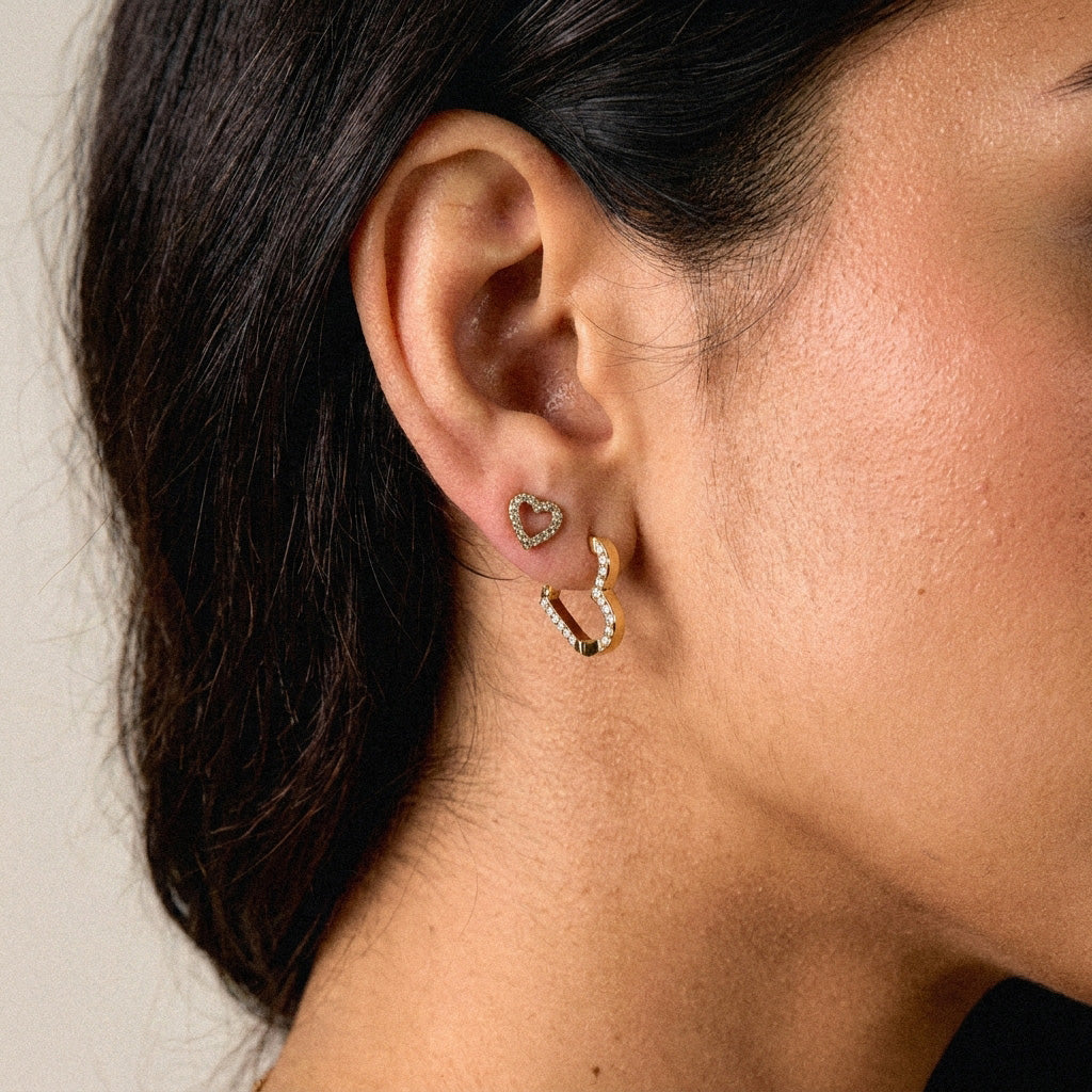 Heart Zirkonia Hoops Oorbellen 18K Goldplated 15 mm