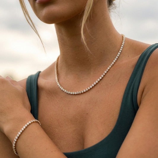 Tennis Supreme Zirkonia Ketting 18K Goldplated 4 mm
