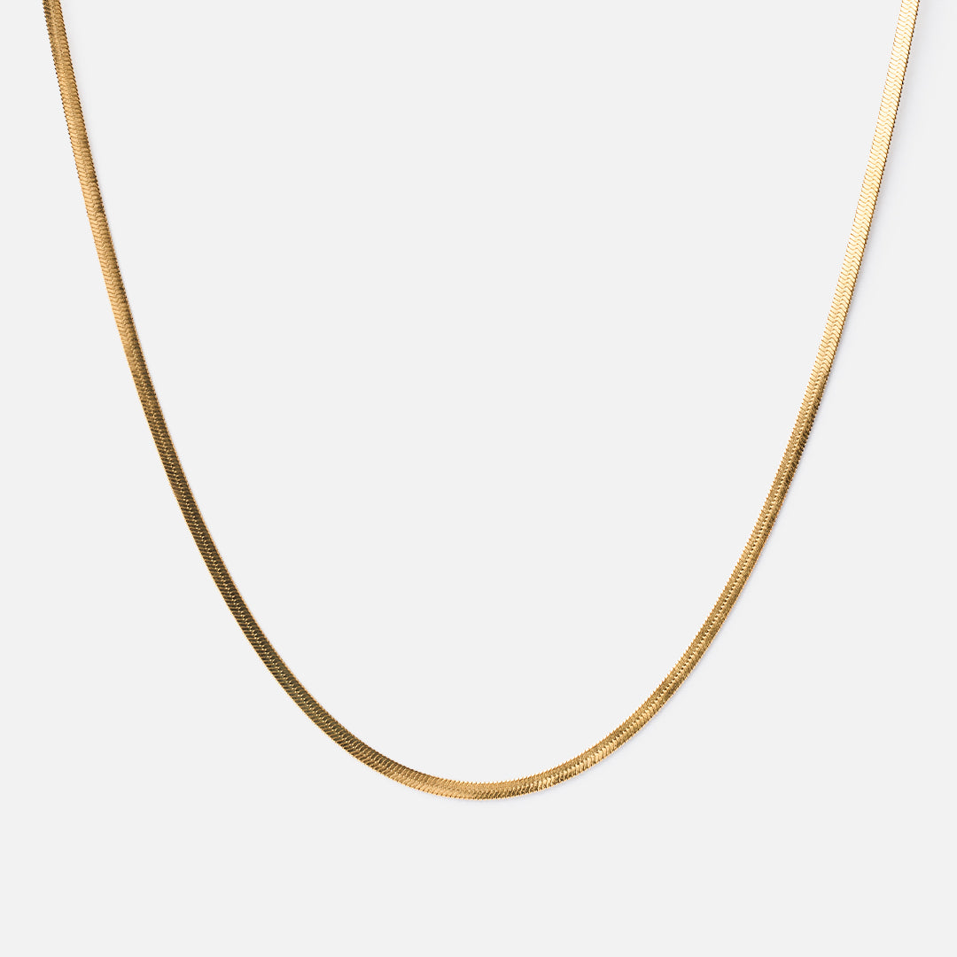 Platte Snake Ketting 18K Goldplated 2 mm