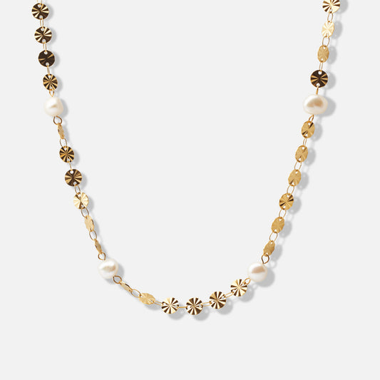 Sun parelketting met zoetwaterparels 18K goldplated - Josephine Nord
