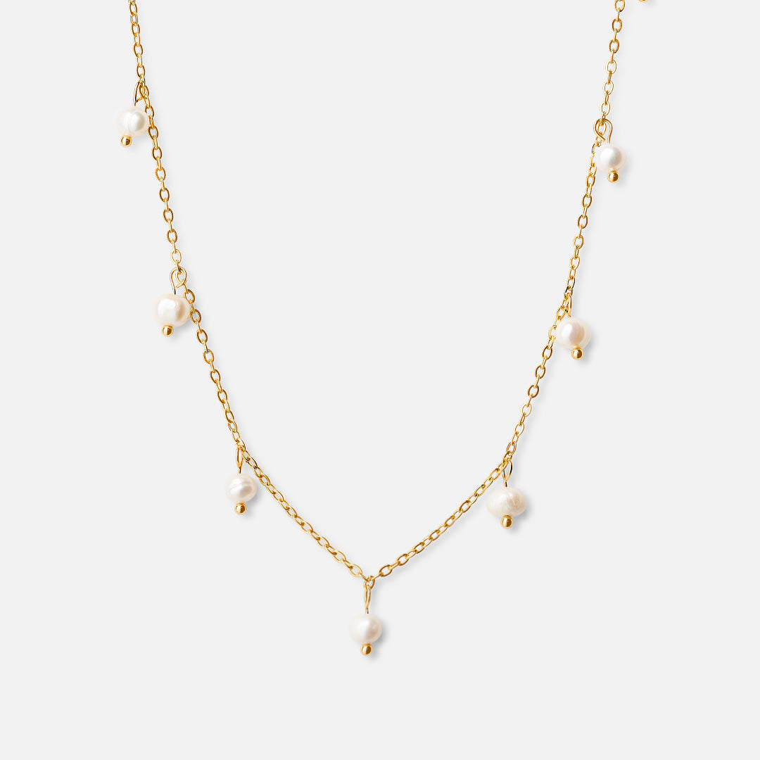 France parelketting met zoetwaterparels 18K goldplated - Josephine Nord