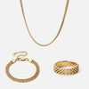 Mesh Ketting + Armband + Ring 18K Goldplated 6 mm
