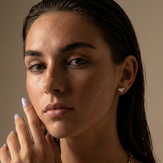Sunset Half Circle Studs Oorbellen Zilverkleurig