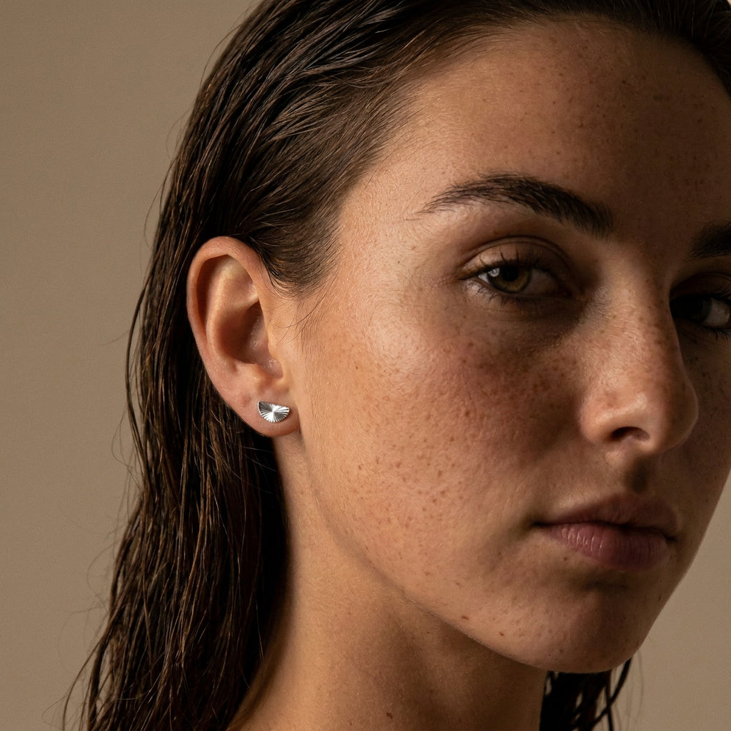 Sunset Half Circle Studs Oorbellen Zilverkleurig
