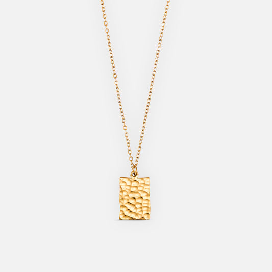 Hammered vierkante ketting 18K goldplated - Josephine Nord