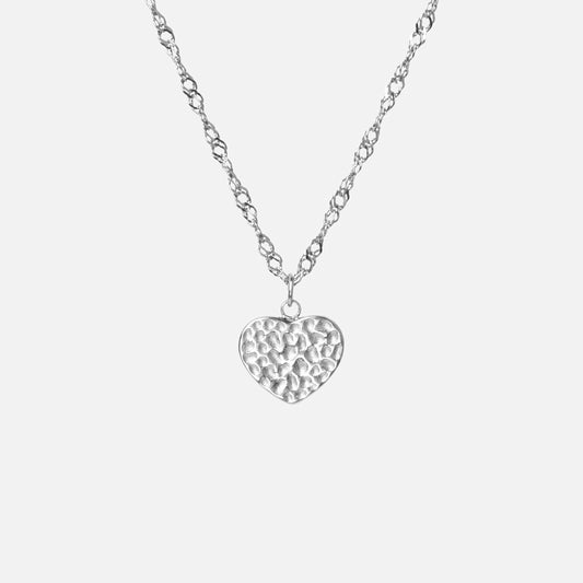 Hammered Heart Ketting Zilverkleurig