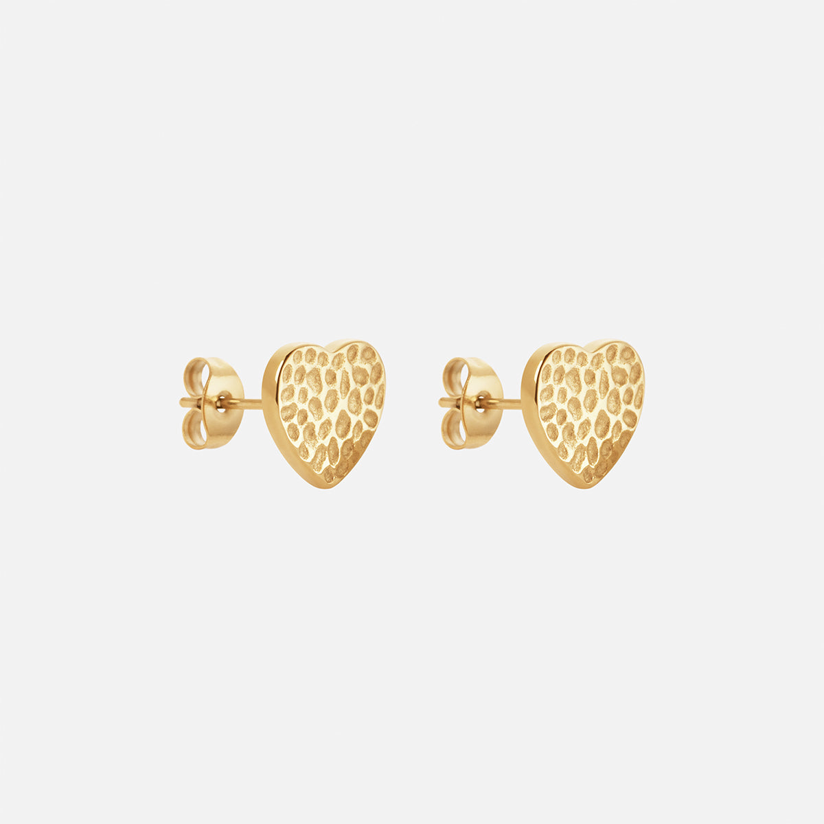 Hammered Heart Studs Oorbellen 18K Goldplated